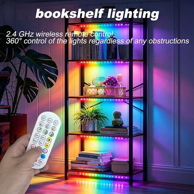 LED Strip Lights 6 Pre-Cut Led Light Strip with Remote & APP Dimmable,RGB Color Changing led Lights Strip for tv Backlight, Bookshelf Ligh, Bedroom, Display,Shelf,Cabinets(Multicolor, 6 Strip) - Image 3
