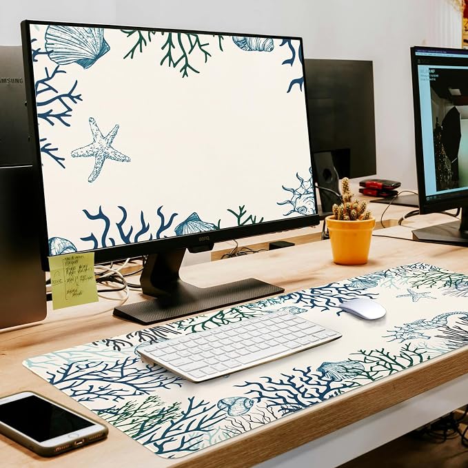 L-SPOUTTO Cute Desk Mat for Keyboard and Mouse, XXL Coral Large Mouse Pad | Non-Slip Keyboard Pad Waterproof Desktop Mat for Laptop Computer Work Game Home Office-Ocean Coral - Image 8