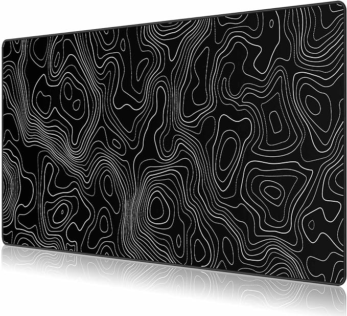 JIALONG Black Topographic Large Gaming Mouse Pad, XXL Mousepad, Big Mouse Mat Desk Pad for Keyboard and Mouse, Gaming Computer Laptop PC Desk Office Accessories by JIALONG