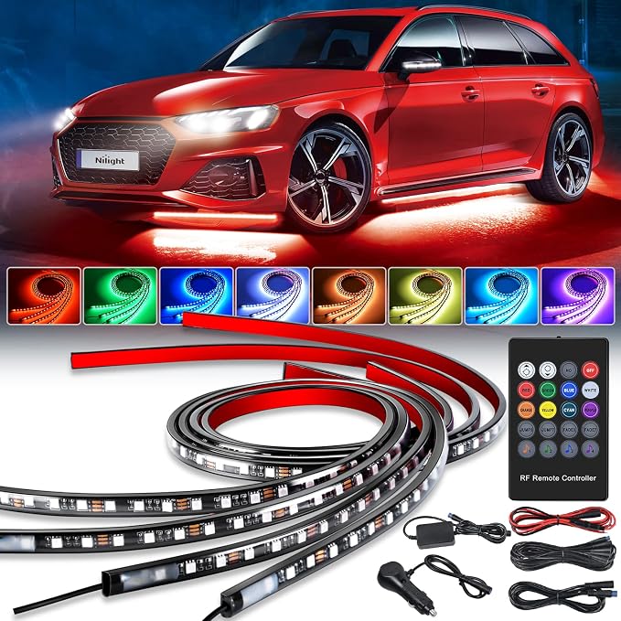 Nilight 4PCS RGB LED Underglow Lights for Cars with Wireless Remote by Nilight
