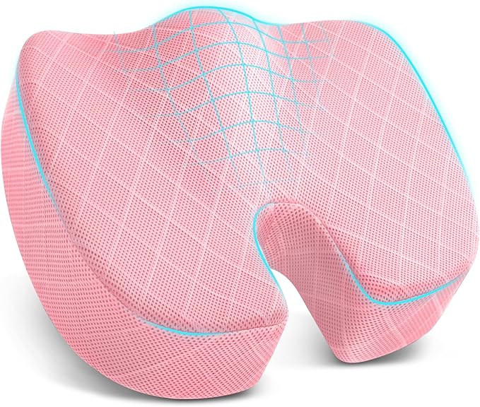 TushGuard Seat Cushion, Memory Foam Office Chair Cushion - Pink, XXX-Large | for Car Seat, Airplane, Desk Chair - Sciatica & Hip & Coccyx Pain Relief Cushion for Long Sitting Office Workers, Car Drivers by TushGuardSeatCushonsPillows