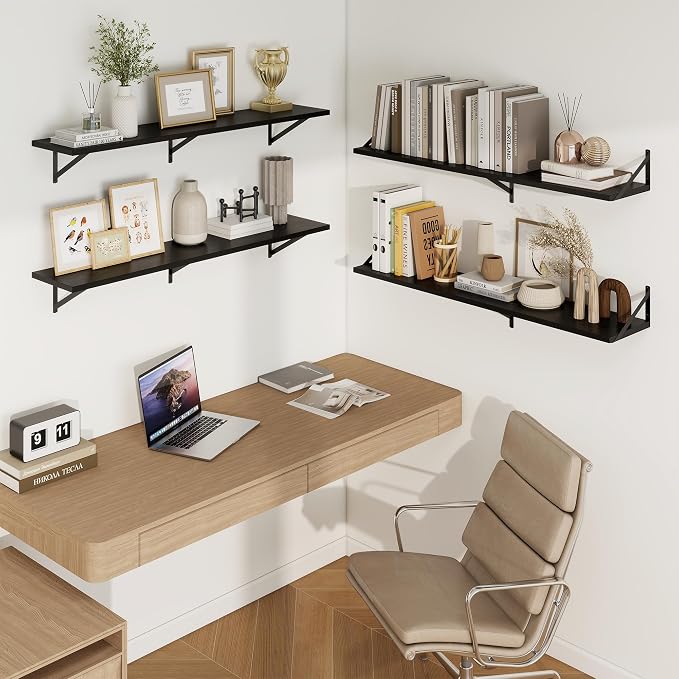 Axeman Deep Floating Shelves, 48'' x 10'' Black Wall Shelves Set of 2 - Image 2