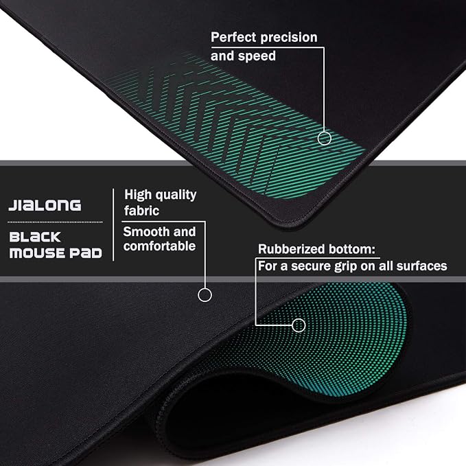 JIALONG Large Gaming Mouse Pad, Extended Mousepad with Black Stitched Edges, XXL Desk Mat, Big Computer Keyboard Mat for Gaming and Office, 35.4 x 15.7 inches - Image 5