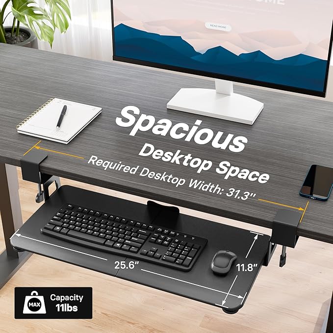 BONTEC Under Desk Keyboard Tray, Pull-Out Keyboard & Mouse Platform - Image 5