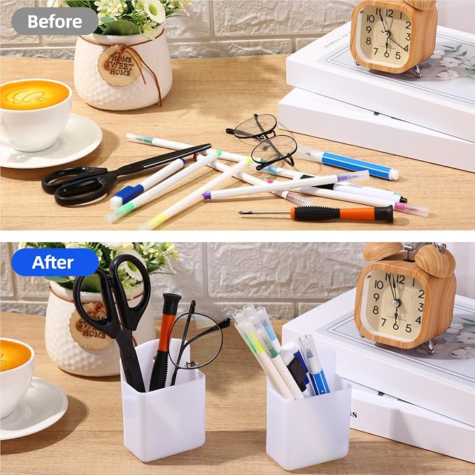 Leinuosen 12 Pcs Remote Control Holder Wall Mount Self Adhesive TV Controller Holder White TV Remote Organizer Wall Pen Organizer for Home Office School Storage Accessories - Image 5