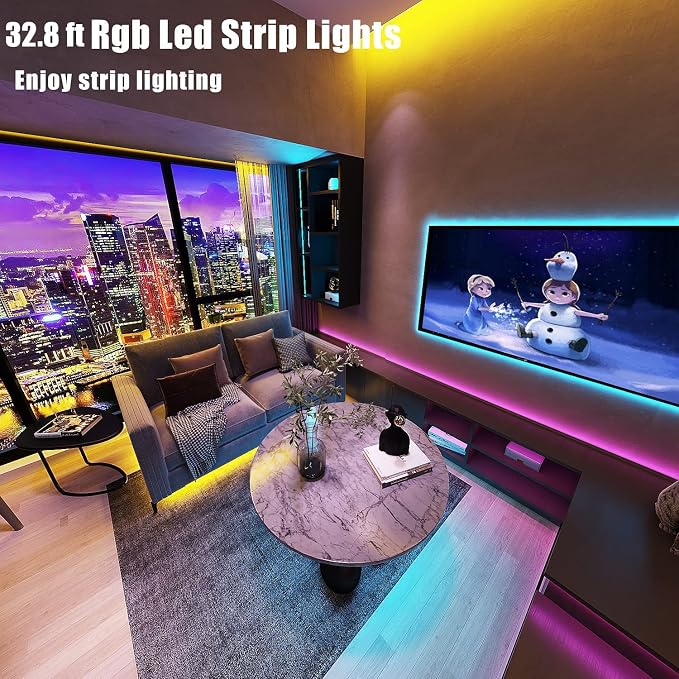 Keepsmile 32.8ft Strip Lights Smart App Music Sync Color Changing RGB Bluetooth LED Strips with Remote Led Lights for Bedroom Home Decoration - Image 2