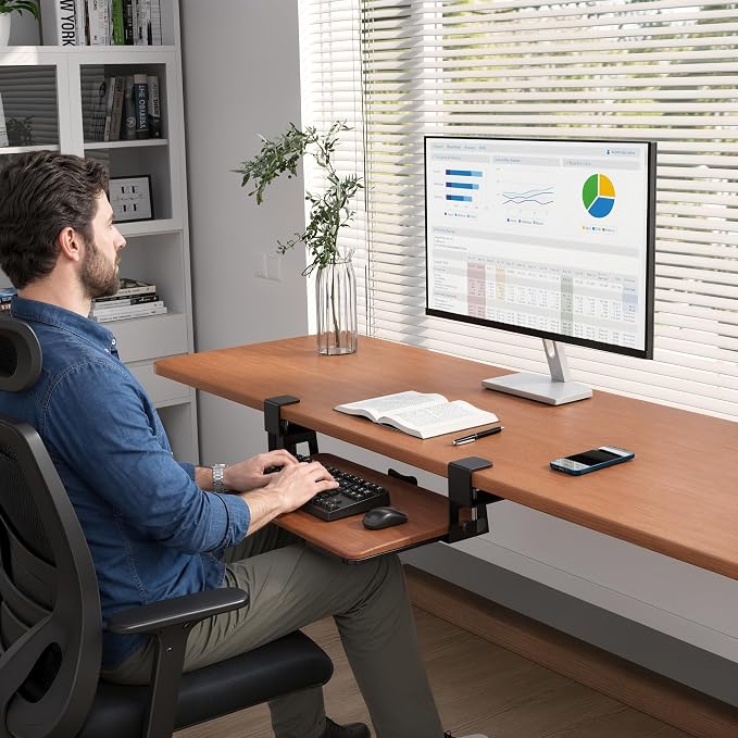 BONTEC Under Desk Keyboard Tray, Pull-Out Keyboard & Mouse Platform - Image 7