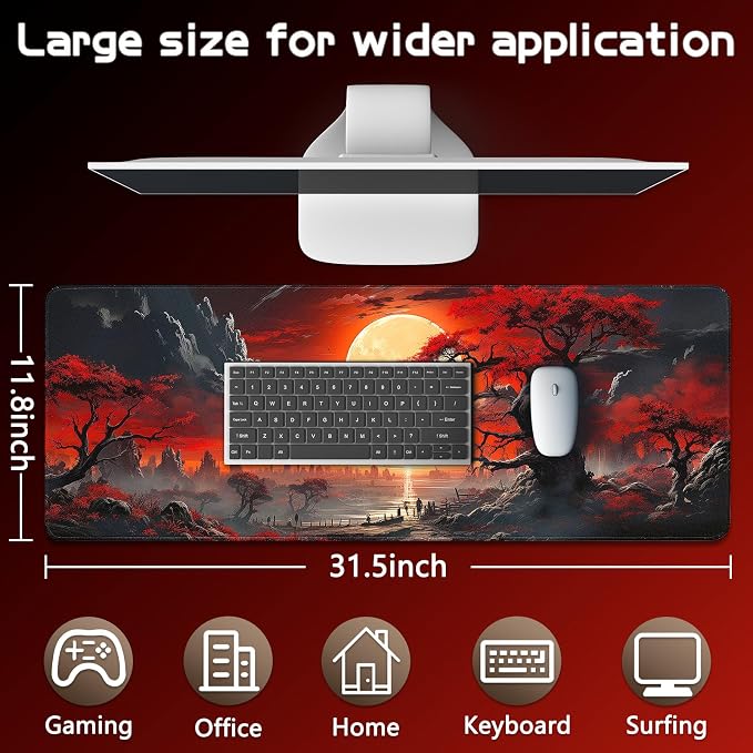 Mouse Pad Gaming - Desk Mat for Keyboard and Mouse - Large Mouse Pads for Desk, Gaming Mousepad with Non-Slip Base, Desks Pad (31.5" X 11.8") for Game, Office and Home - Image 5