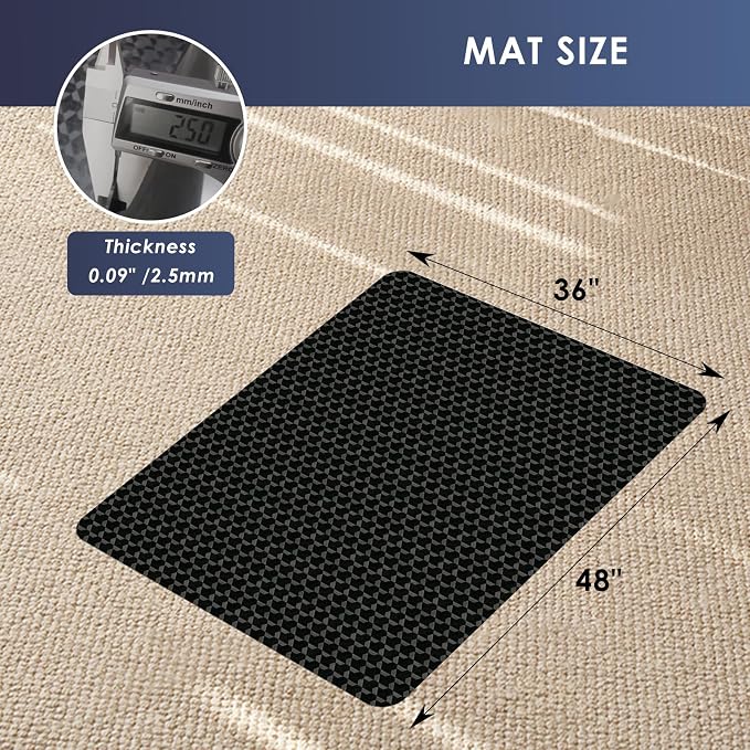 Vicwe Office Chair Mat for Carpet, 48"x36" Heavy Duty Chair Mat with Studs | Anti-Slip Waterproof Carpet Protector, Desk Chair Mat for Rolling Chair, Easy Glide Floor Mat for Gaming, Home, Black - Image 7