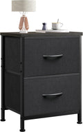 WLIVE Black Night Stand, Small Dresser with 2 Drawers & Wooden Top, Nightstand with Fabric Bins, Bedside Table End Table for Bedroom, Closet, Entryway, College Dorm, Charcoal Black by WLIVE