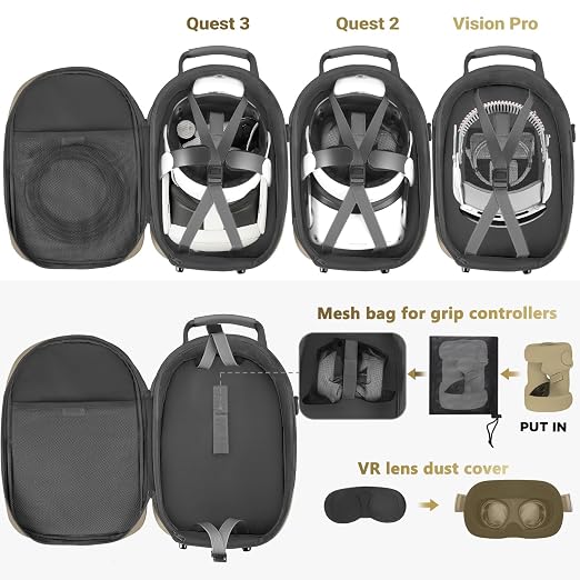 FOREGOER Carrying Case for Meta Quest 3/Quest 3S/Oculus Quest 2, Hard Travel Storage Case Compatible with Meta Oculus Quest 2 Headset, Quest Pro and Accessories, VR All-in-One Gaming Headset - Image 2
