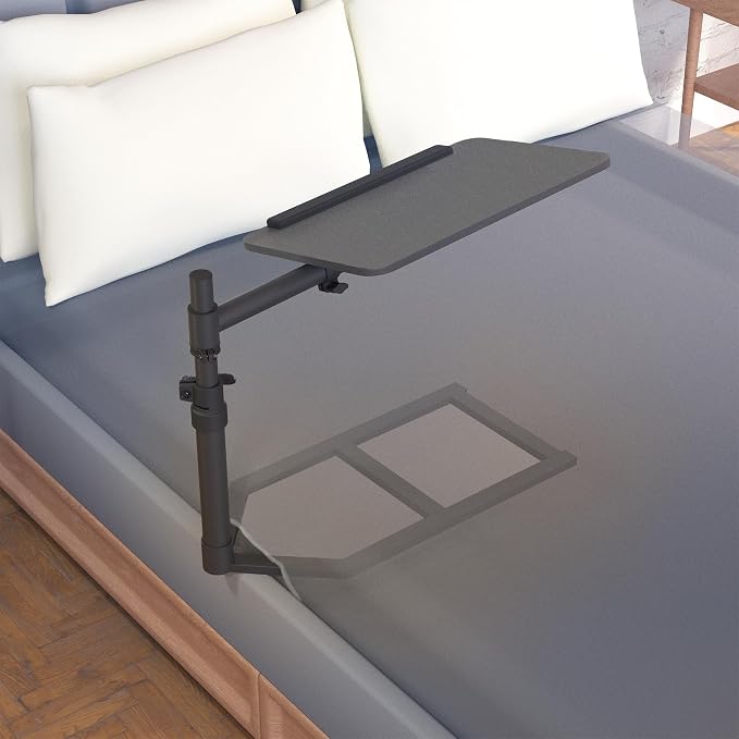 Height Adjustable Under Mattress 20 inch Bedside Desk, Works with Lofts and Beds Without Frames, Tilting Desktop, Fits Laptops, Books, and More, Black - Image 9