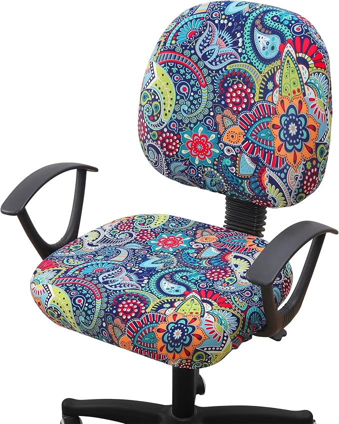 Smiry Stretch Printed Office Computer Desk Chair Covers for Seat & Backrest | Stretch Fit, Soft Fabric Universal Washable Removable, Anti-Dust Rotating Chair Slipcovers Protector by Smiry