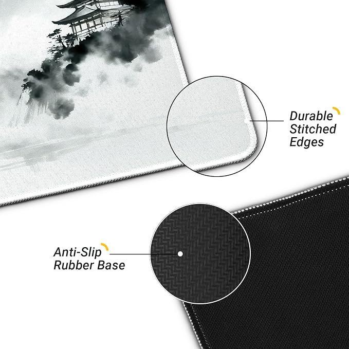 Gaming Mouse Pad with Anti-Slip Rubber Base, Extended Large Computer Mouse Mat with Stitched Edges, Long XL Anime Mousepad for Laptop and Keyboard, 31.5 x 11.8 inch (Japanese Cherry Blossom) - Image 4