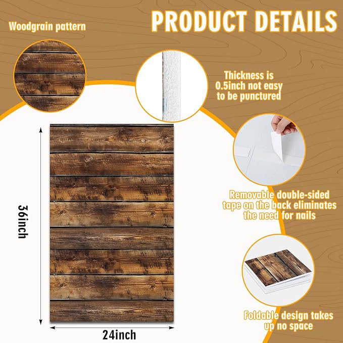 Hahafelt Felt Wood Grain Dart Board Wall Protectors Square Dart Board Backing Tiles Dartboard Backboard Cork Backboards Alternative - Image 2