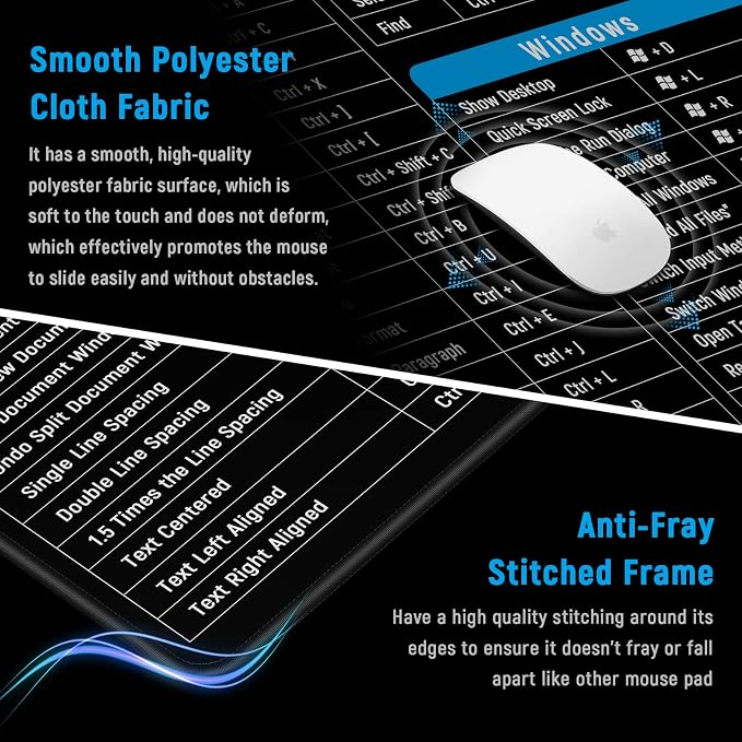 JIALONG Large Gaming Mouse Pad Desk Mat Office Software Excel Shortcuts Mousepad with Personalized Design Extended Size 35.4 X 15.7inches by Office Users - Image 3