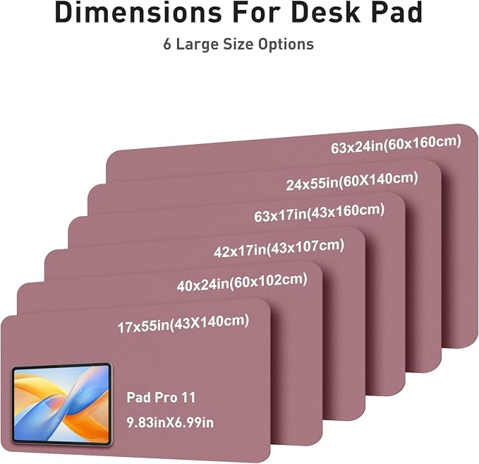 Aothia Faux Leather Desk Mat - Large Mouse Pad, Non-Slip PU Leather Blotter, Waterproof Writing Surface for Office and Home (Dark Pink, 63" x 17") - Image 5