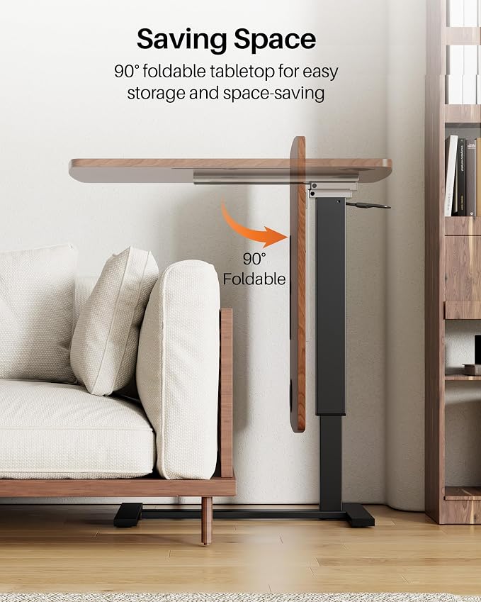 Foldable Overbed Table with Wheels, Pneumatic Adjustable Desk - Image 6