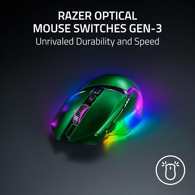 Razer Basilisk V3 Pro 35K Wireless Gaming Mouse, Phantom Green | HyperScroll Tilt Wheel, 35K DPI Optical Sensor Gen 2, 13 Customizable Controls, RGB, Optical Switches Gen 3, 140 Hr Battery - Image 7