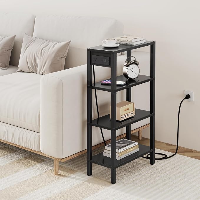 TUTOTAK Narrow Side Table Set of 2, Small End Table with Charging Station - Image 8
