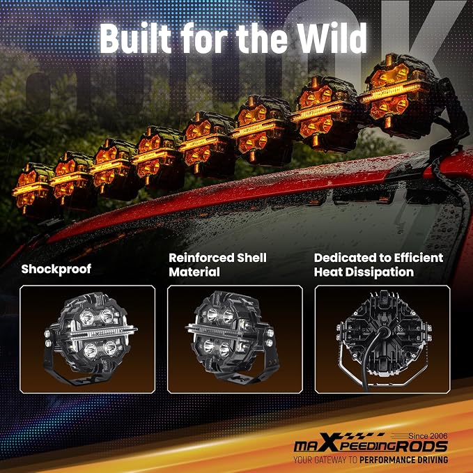 maXpeedingrods RGB LED Off Road Pod Lights 5" 212W w/7 Colors Side Shooter - Image 6