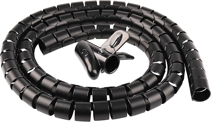 Cable Sleeve Organizer Cord Wire Wrap Coiled Tube Cable Management Sleeve for Home Office PC TV (Black Length59inches Diameter1.1inches) by chengsi