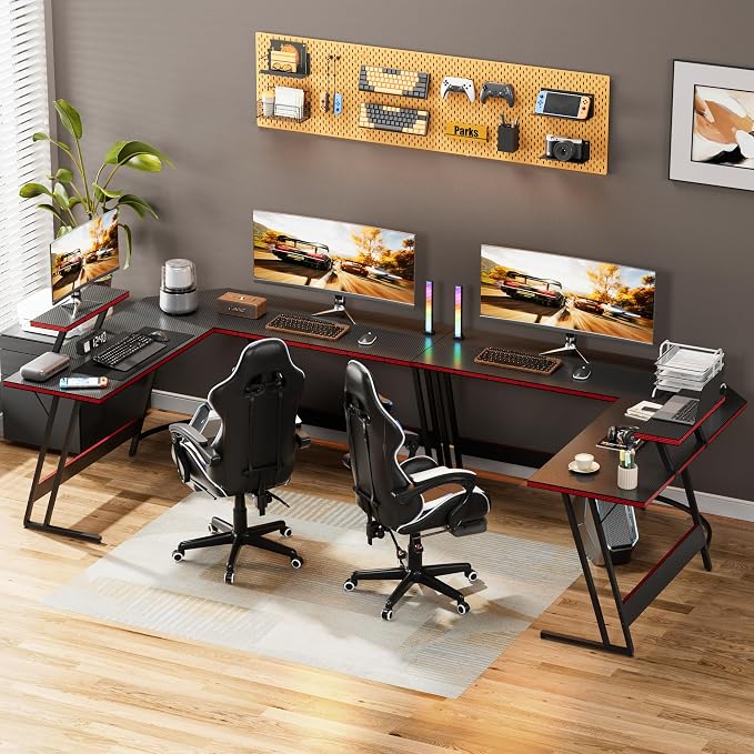 Homall L Shaped Gaming Desk Computer Corner Desk PC Gaming Desk Table | with Large Monitor Riser Stand for Home Office Sturdy Writing Workstation (Black, 51 Inch) - Image 7
