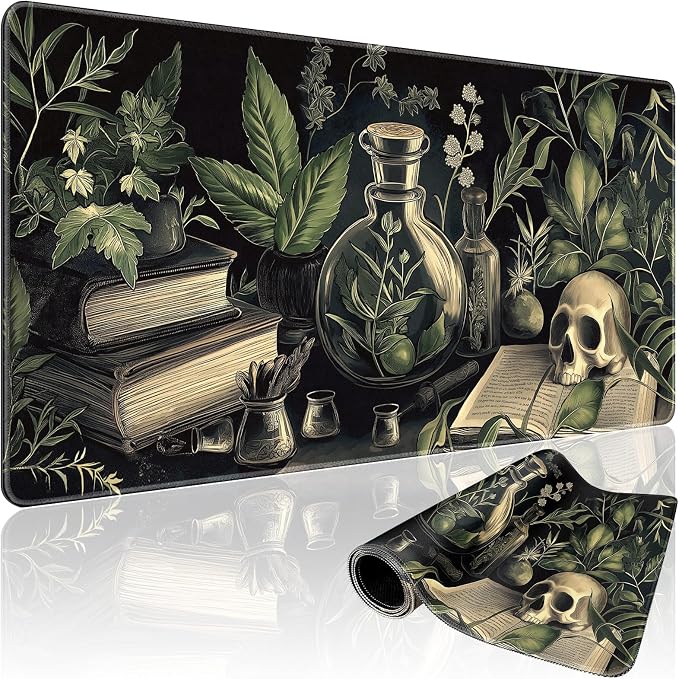 Gothic Dark Botanical Large Gaming Mouse Pad Desk Mat 31.5"x15.7" | Extended Mousepad, Non-Slip Rubber Base , Stitched Edges, for Computer/Laptop/Office/Home by Mcapirivo