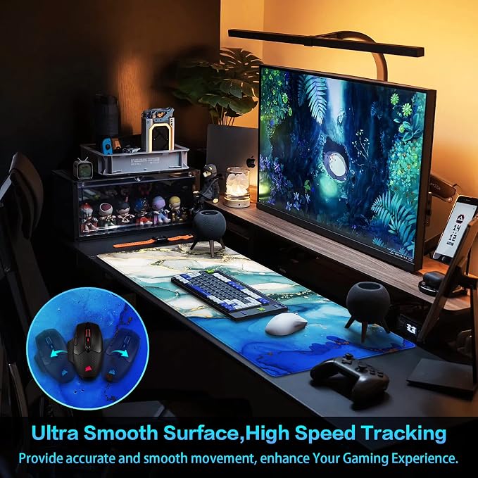 Canjoy Gaming Mouse Pad, 31.5x15.7in Large Mouse Pads for Desk Keyboard Pad | Desk Mat for Keyboard and Mouse Computer Big Full Size Desk Pad with Non-Slip Rubber Base and Stitched Edge for Home Office - Image 3