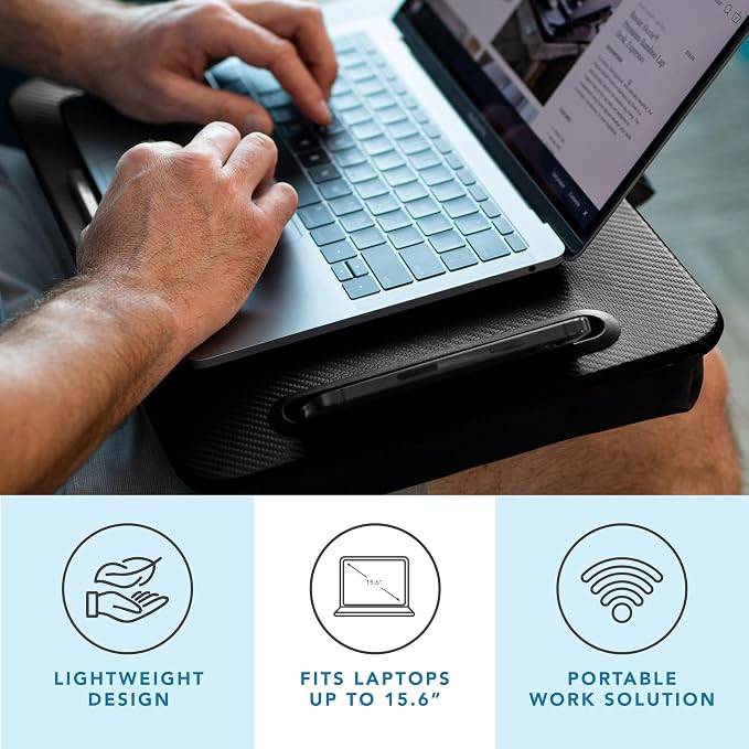 LAPGEAR Sidekick Pro Lap Desk – Black Carbon, Fits 15.6” Laptops - Image 2