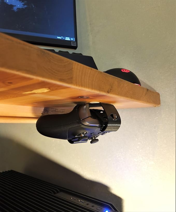 Controller Holder – Under Desk or Wall Mount Compatible with PS5 DualSense and Xbox Controllers | Quick Snap-in Design | Made in USA - Image 4