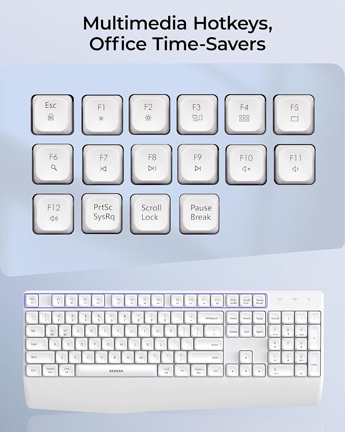 seenda COE200 Wireless Bluetooth Keyboard and Mouse Combo with Wrist Rest - Image 9