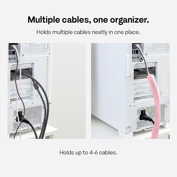 Pixio 10FT Tubing Cable Sleeve – Pink 1/2 inch Flexible Cable Management Sleeve for PC, Gaming, TV & Office, Wire Organizer for Desk Cable Cleanup - Image 4