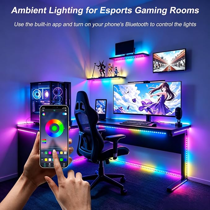LED Strip Lights 6 Pre-Cut Led Light Strip with Remote & APP Dimmable,RGB Color Changing led Lights Strip for tv Backlight, Bookshelf Ligh, Bedroom, Display,Shelf,Cabinets(Multicolor, 6 Strip) - Image 6