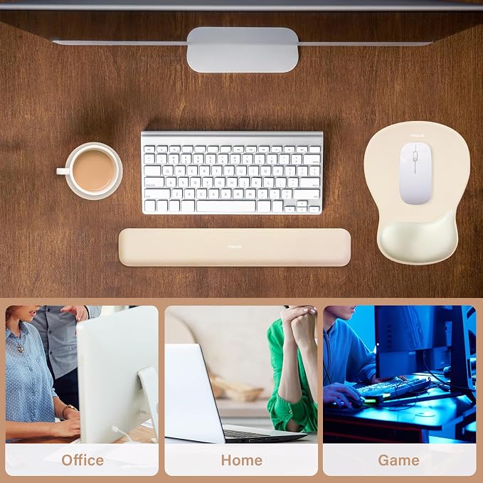 MOSISO Wrist Rest Support for Mouse Pad & Keyboard Set, Khaki - Image 7