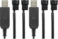 CRJ 12V Step-Up USB to Dual PC Fans Power Adapter Cable - 24-inch (60cm), Black Sleeved - Full Fan Speed Adapter for 3-Pin/4-Pin Cooling Fans (Pack of 2) by CRJElectronics