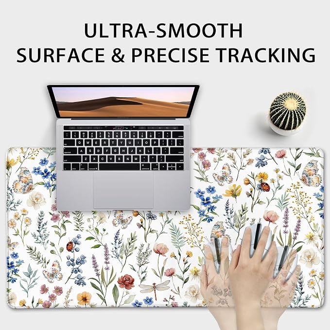 Large Gaming Mouse Pad Desk Mat 31.5"x15.7" Non-Slip Weeds Floral | Extended Mousepad, Non-Slip Rubber Base , Stitched Edges, for Computer/Laptop/Office/Home - Image 5