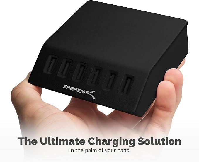 SABRENT 60W 6-Port USB Charging Station, Auto-Detect, UL (AX-FLCH-B) - Image 3