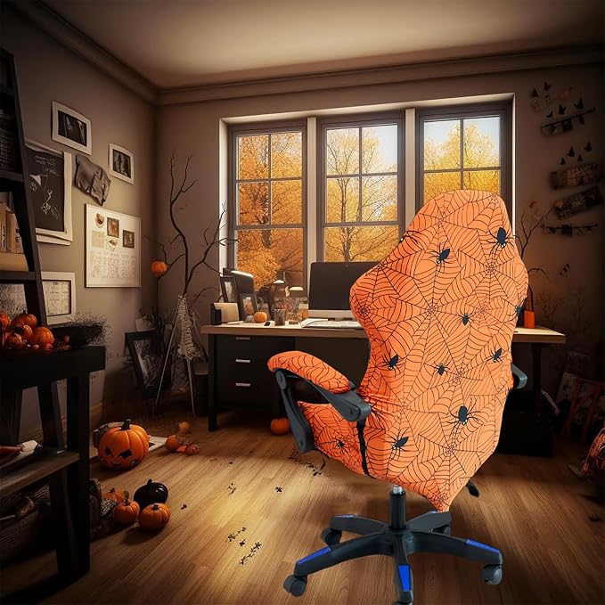 Gaming Chair Covers Slipcovers, Stretch Removable Washable Computer Reclining Gaming Chair Protector Slipcovers with Armrest Cover (No Chairs) (Halloween-Spider Web01) - Image 6