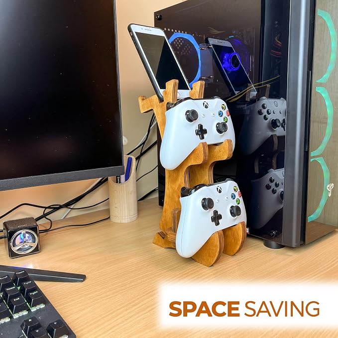 Wooden Controller Stand - Dual Game Controller Holder - Image 5