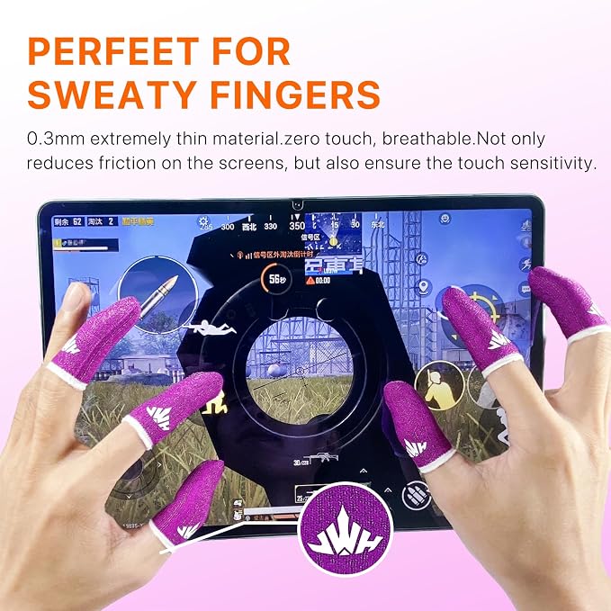 10 Pack Silver Fiber Dedales Gamer Anti Slip Sweat Proof Gaming Finger Sleeves Cots Mobile Phone Gloves Guantes para Durable Thumb Covers for Pubg (Rose Red10-Pack + Storage Box) - Image 3
