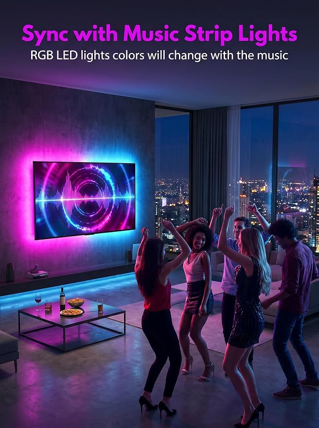 MATICOD LED Lights for TV Led Backlight, 16.4ft RGB Led Strip Lights for TV Lights Behind, USB Led Light Strip for 55-70in TV, Bluetooth APP Control Music Sync Strip Lighting for Christmas Decorations - Image 2