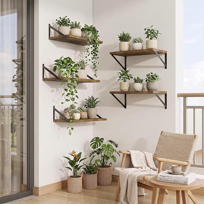 Axeman Deep Floating Shelves, 18'' x 10'' Brown Wall Shelves Set of 2 - Image 7