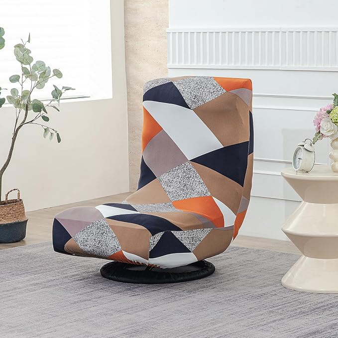 Stretch Swivel Floor Gaming Chair Slipcover - Printed Reclining Folding Protective Lounge Rocker Seat Cover,1 Pack,10 - Image 4