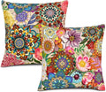 Boho Floral Throw Pillow Covers for Couch 18x18, Colorful Decorative Pillow Cases Aesthetic Set of 2,Outdoor Cushion Covers for Sofa Bed Chair Home Decor by Unknown