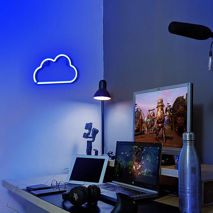 Lumoonosity Cloud Neon Sign, USB Powered Blue Cloud Neon Light with On/Off Switch, Cloud Led Sign for Wall Decor, Aesthetic Hanging Neon Signs, Neon Lights for Bedroom, Living Room, Gaming Room Setup - Image 4