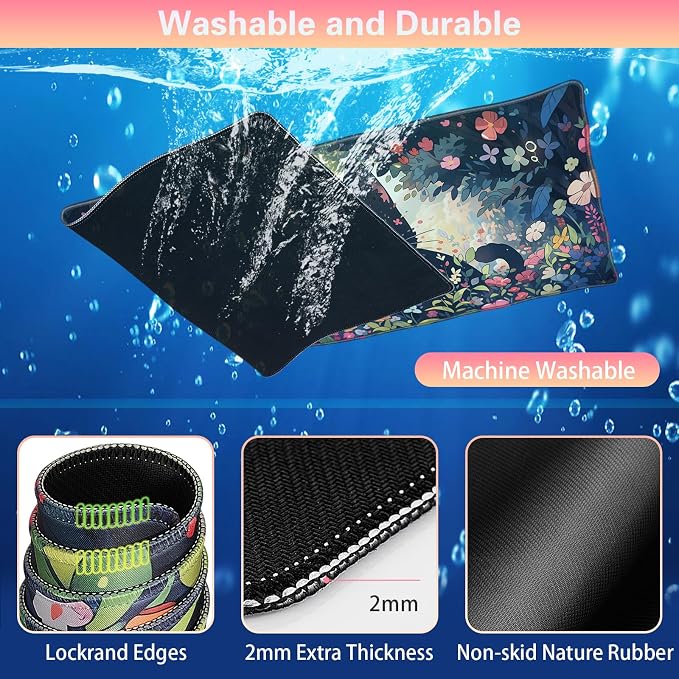 Canjoy Desk Mat with Wrist Rest, Desk Pad for Keyboard and Mouse 4-in-1 Kawaii Anime Mouse Pad + Keyboard Wrist Rest Support+ Coaster(35.4×15.7 in) Memory Foam Non-Slip Desk Mat for Home Office - Image 3