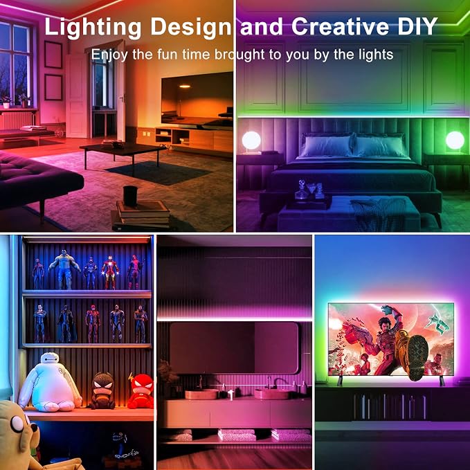 TJOY 50ft Bluetooth LED Strip Lights, Music Sync 5050 LED Light Strip RGB Color Changing LED Lights Strip with Phone Remote, LED Lights for Bedroom Kitchen TV Party TIKTOK DIY (APP+Remote +Mic) - Image 5