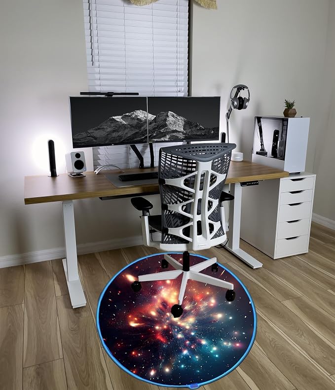 Gaming Chair Mat for Hardwood Floor Circle RGB Gaming Lights (Firework 47”) - Noise Cancelling, Anti-Slip Gamer Floor Mat – Scratch Resistant Computer Gaming Mat for Chair – Office Chair Mat - Image 8