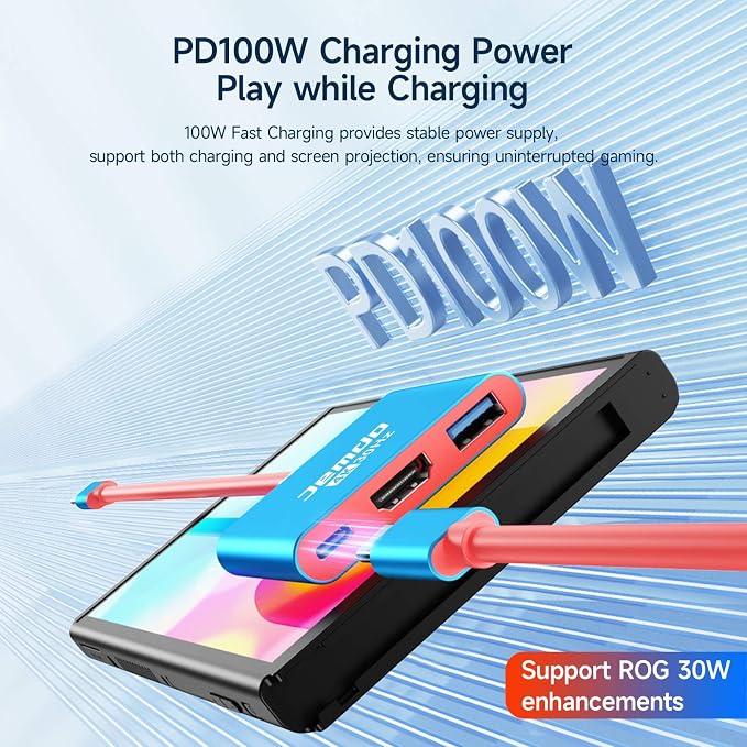 JEMDO Portable Dock Adapter for Switch, Travel Docking Station for TV with 4K HD HDMI Output & PD Fast Charging & USB 3.0 Compatible with Switch/OLED, Steam Deck, MacBook Pro/Air, ROG Ally - Image 6